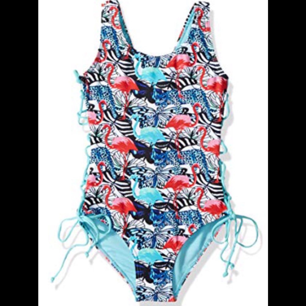 NWT Vigoss sz 7/8 1 pc side lace up swimsuit.